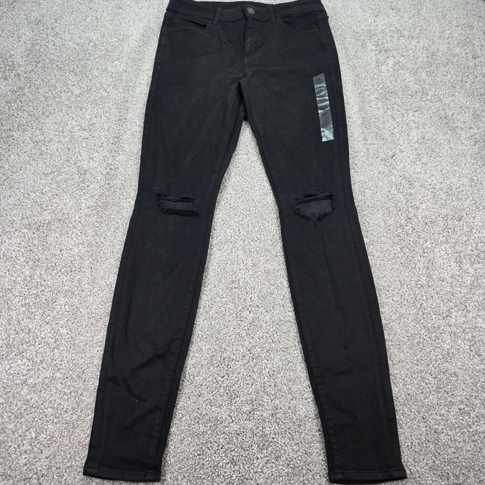 American Eagle Ne(x)t Level Stretch Jeggings Black Distressed 8 X-Long EXCLUSIVE